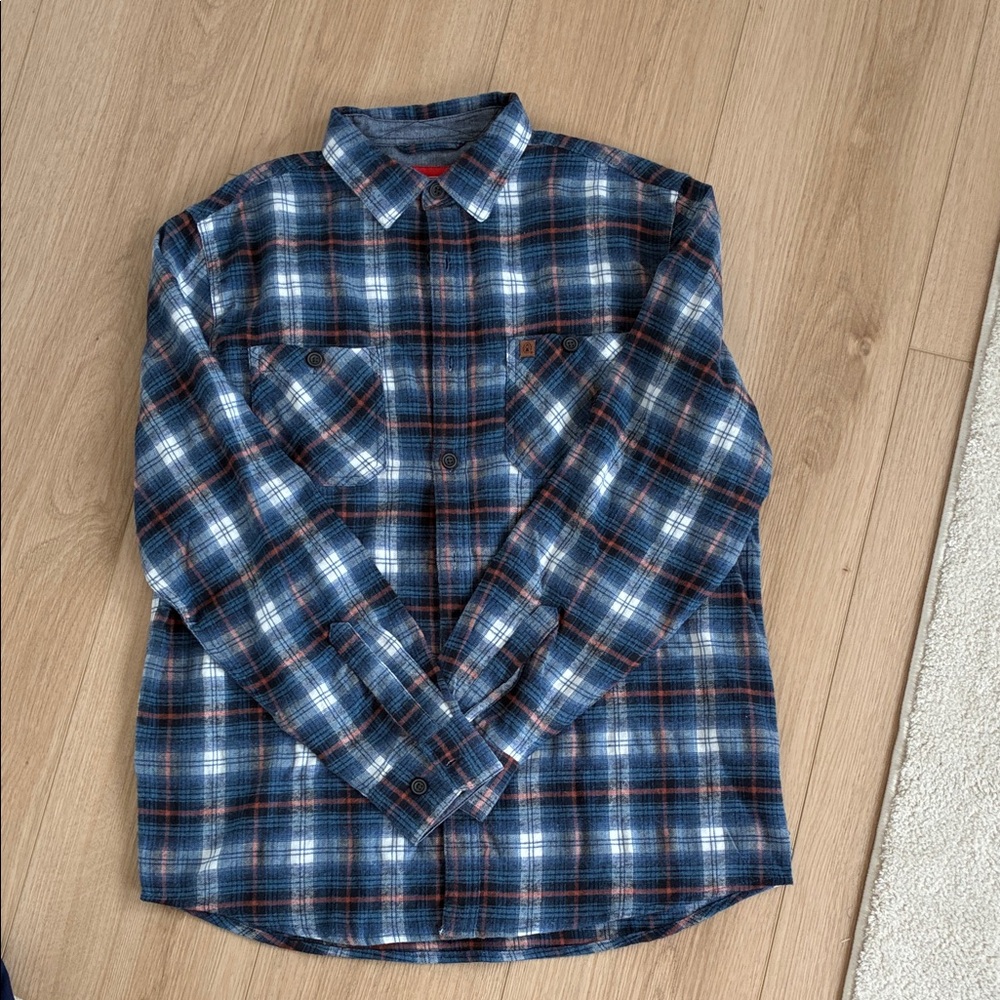 Coleman Navy and White Plaid Casual Shirt